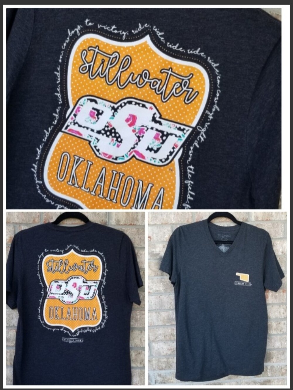 Oklahoma State University Cowboys BLACK Heathered TShirt ( Size M) Boutique Tee